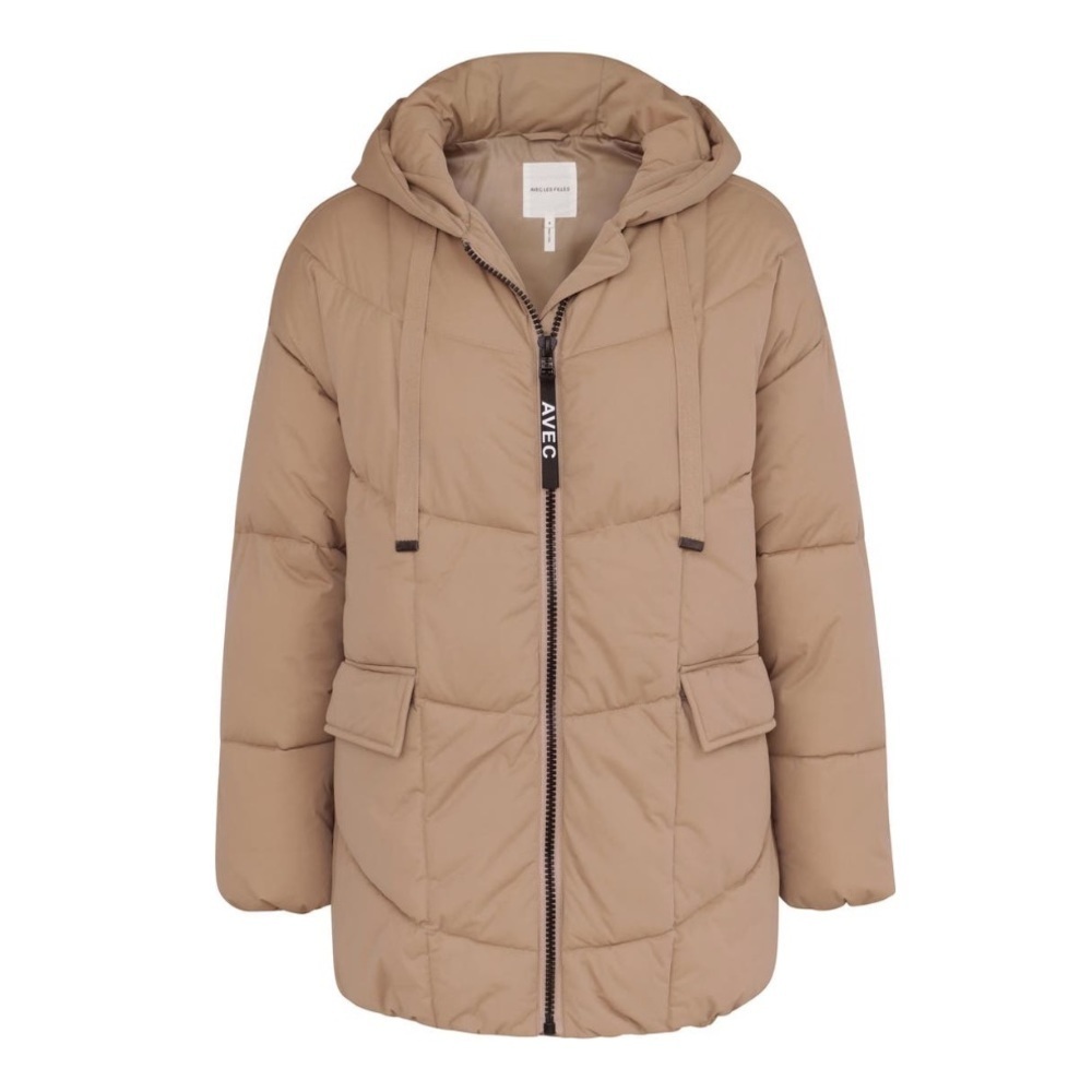 Avec Les Filles Hooded Puffer Coat NWT Water Resustant Duvet Puffer Camel Small